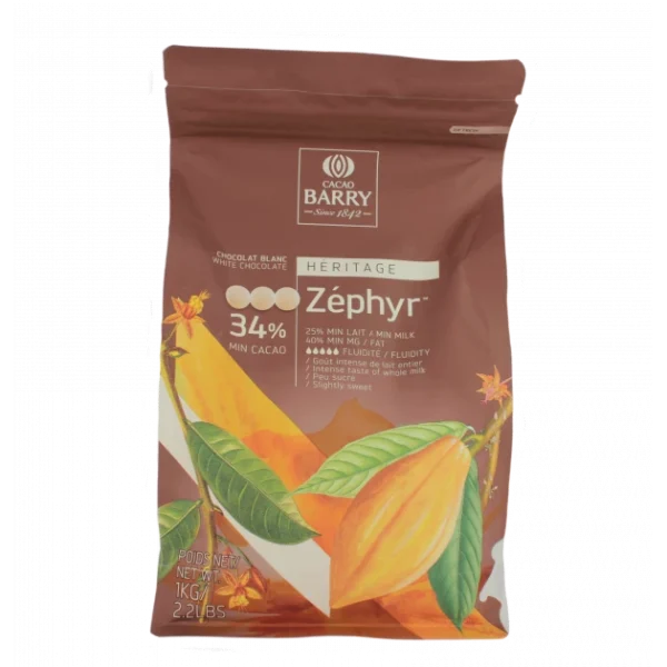 Barry Chocolat Blanc Zephyr 34 % Pistoles 1 Kg 1