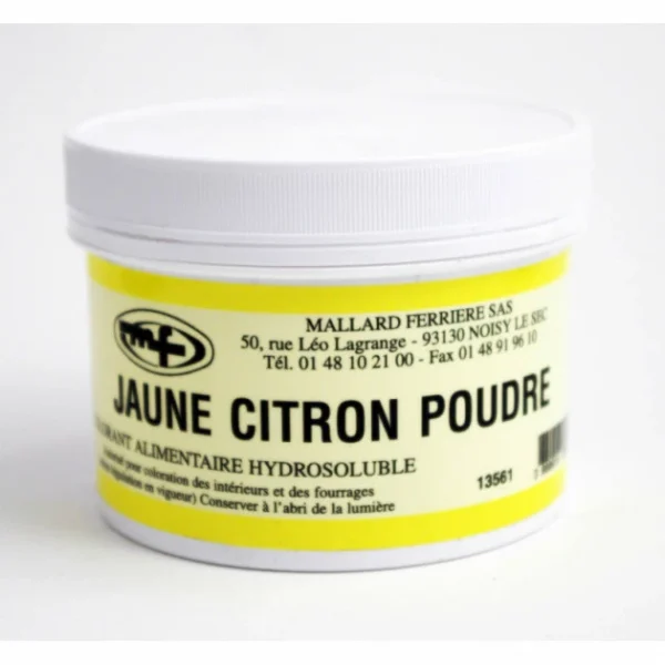 MALLARD FERRIERE Colorant Alimentaire Jaune Citron E102 Poudre Hydrosoluble 100g 1