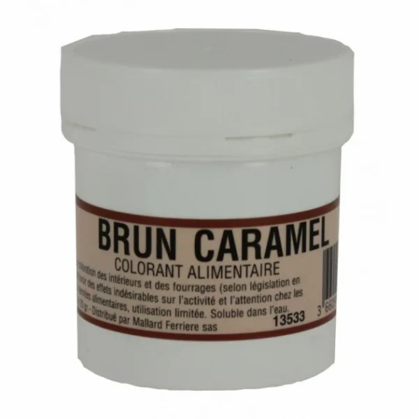 MALLARD FERRIERE Colorant Alimentaire Marron Brun Caramel E102/E129/E151 Poudre Hydrosoluble 20g 1