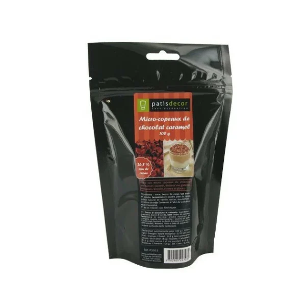 DLUO Courte Mini-copeaux de Chocolat Caramel 100g Patisdécor 1
